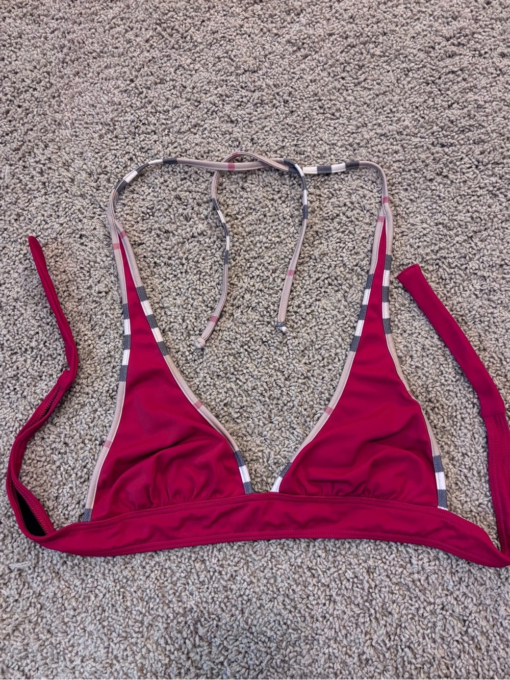 Burberry Iconic Red & Plaid Triangle Bikini Top | Size Small - Picture 4 of 12